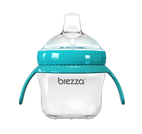 Book Cover Baby Brezza Transition Sippy Cup with Handles - Leak & Spill Proof - Soft Silicone Spout, BPA Free, Wide Mouth for Easy Cleaning - Great Transitional Cup for Infants and Toddlers â€“ 5 Ounce - Blue