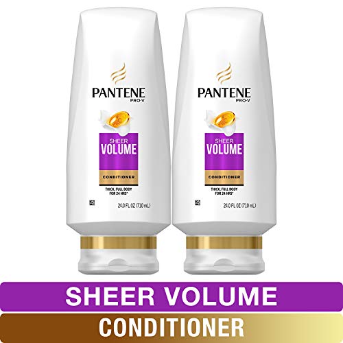Book Cover Pantene Conditioner, Pro-V Sheer Volume for Fine Hair, 24 fl oz, Twin Pack