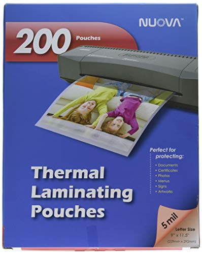 Book Cover Nuova 200-Pack, 5 Mil Thermal Laminating Pouches 9 x 11.5 Inches, Letter Size (LP205H)