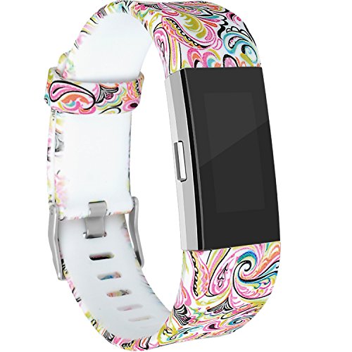 Book Cover RedTaro Bands Compatible with Fitbit Charge 2, Replacement Accessory Wristbands, Paisley Design, Small