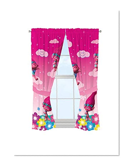Book Cover Dreamworks Trolls Poppy Kids Room Window Curtain Panels with Tie Backs, 82