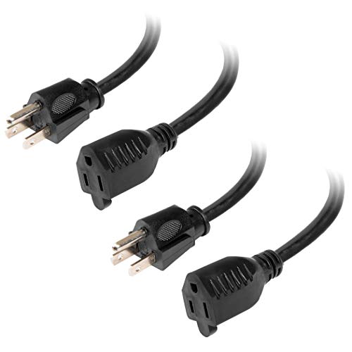 Book Cover 2 Pack of 6 Ft Outdoor Extension Cords - 16/3 Heavy Duty Black Extension Cord Pack