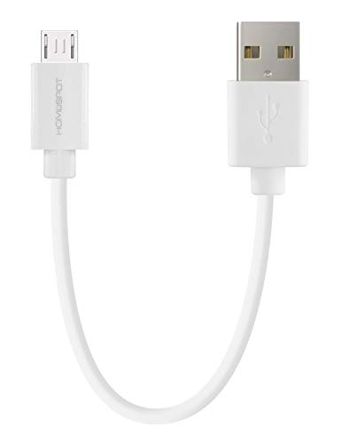 Book Cover HomeSpot Short USB Cable [6 Inch Pack of 2] USB 2.0 A Male to Micro USB Charging Cable for Fire Stick, Tablet Android Phone - White