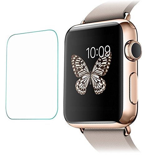 Book Cover Amazingforless (2 Pack) 38mm Apple Watch Screen Protector For Series 1, 2 and 3, Premium Anti Scratch Tempered Glass Screen Protector (Only Covers the Flat Area)