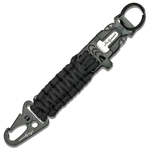 Book Cover Ultimate 5-in-1 Paracord Keychain with Carabiner for Camping, Fishing, Hunting & Outdoor Emergencies | Multipurpose Survival Tool with Paracord, Emergency Whistle, Flint Rod, Cutting Tool & Key Ring