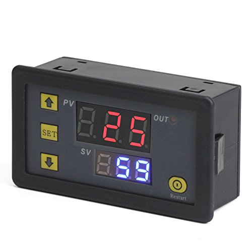 Book Cover DROK DC 12V Digital Timer Relay Board, Automotive 1500W Relay Module with Dual Time Display, Timing Relay Switch, Support Cycle of time, Time Delay for Car, Vehicle