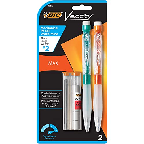 Book Cover BIC Velocity Max Mechanical Pencil, Thick Point (0.9mm), 2-Count