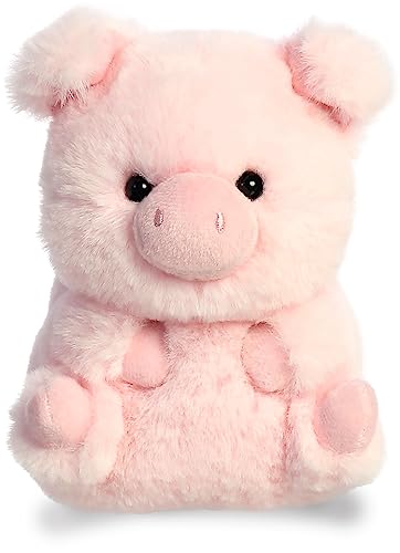 Book Cover Aurora® Round Rolly Pet™ Prankster Pig™ Stuffed Animal - Adorable Companions - On-The-Go Fun - Pink 5 Inches