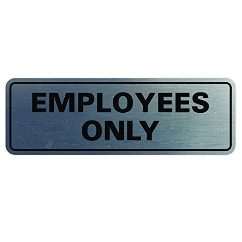 Book Cover Basic EMPLOYEES ONLY Sign - Silver Large