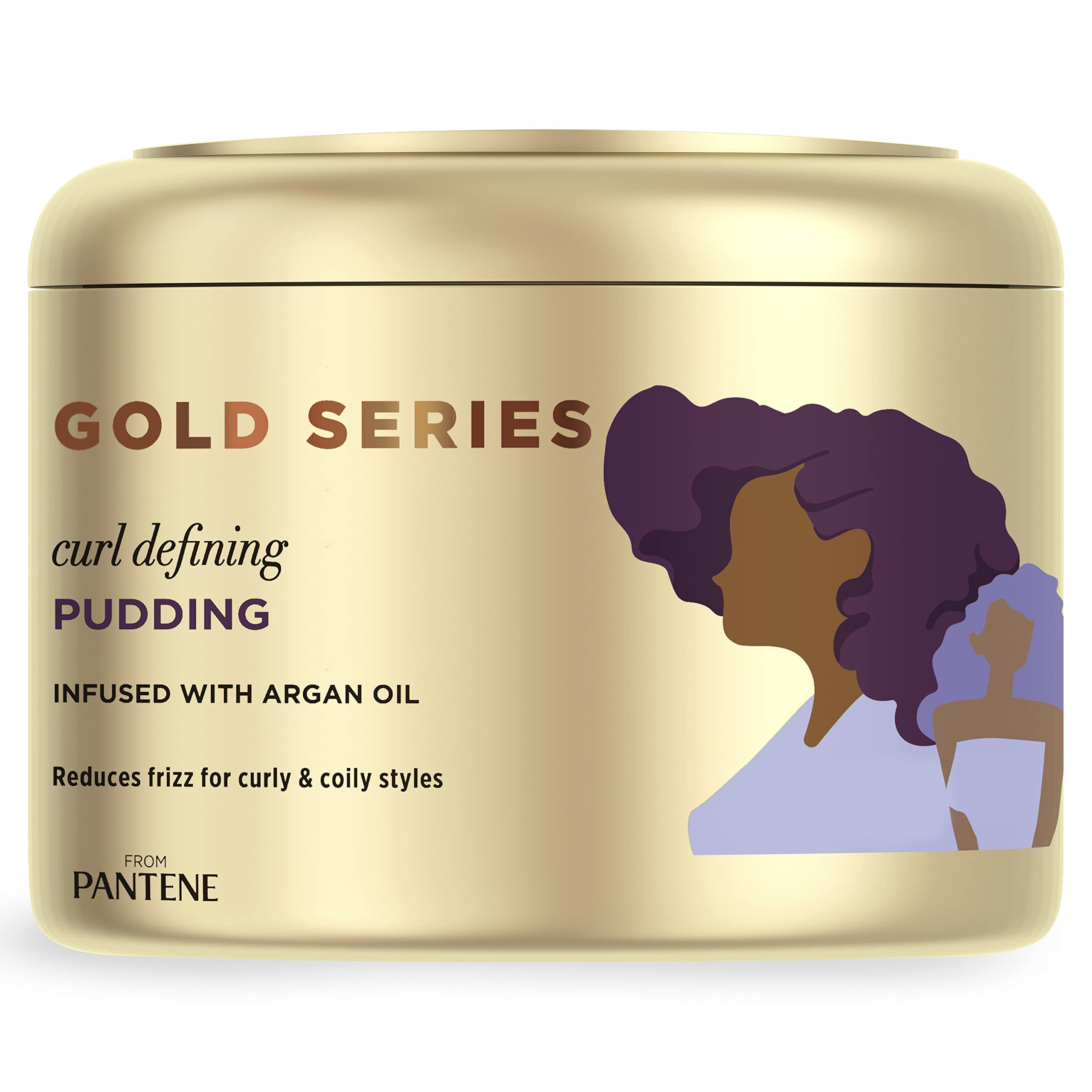 Book Cover Pantene, Hair Cream Treatment, Sulfate Free Curl Defining Pudding, Pro-V Gold Series, for Natural and Curly Textured Hair, 7.6 fl oz
