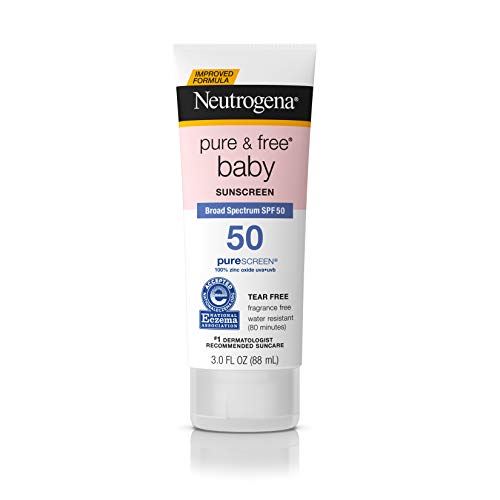 Book Cover Neutrogena Pure & Baby Mineral Sunscreen Lotion with Broad Spectrum SPF 50 & Zinc Oxide, Water-Resistant, Hypoallergenic & Tear-Free Baby Sunscreen, 3 fl. oz (Pack of 2)