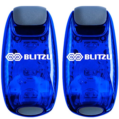 Book Cover BLITZU Cyborg LED Safety Light 2 Pack + Free Bonuses - Clip On Running Lights for Runner, Kids, Joggers, Bike, Dogs, Walking. The Best Accessories for Your Reflective Gear, Night time, Bicycle RED