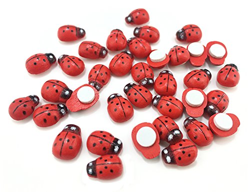 Book Cover HoneyToys 4336982455 180Pcs Painted Wooden Ladybug/Self Adhesive/Craft Home Decor/Plants 10x13mm (Red), 100 Piece