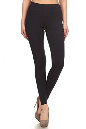 Book Cover 2ND DATE Women's Basic Cotton Stretch Leggings with Comfort Waistband