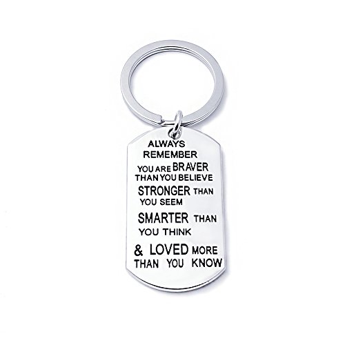 Book Cover Stainless Steel Key Chain Ring You are Braver Stronger Smarter Than You Think Pendant Family Friend Gift (Zinc Alloy)