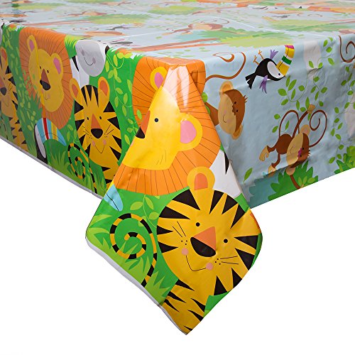 Book Cover Unique Party 52083 - Animal Jungle Party Plastic Tablecloth, 7ft x 4.5ft