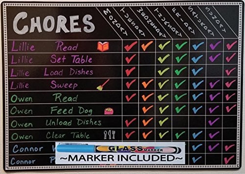 Book Cover Chore Board | 12x17 Magnetic Dry Erase Chore Chart Reward Chart for Kids and Adults with Vibrant Liquid Chalk Marker | Chore Chart for Kids Multiple Kids