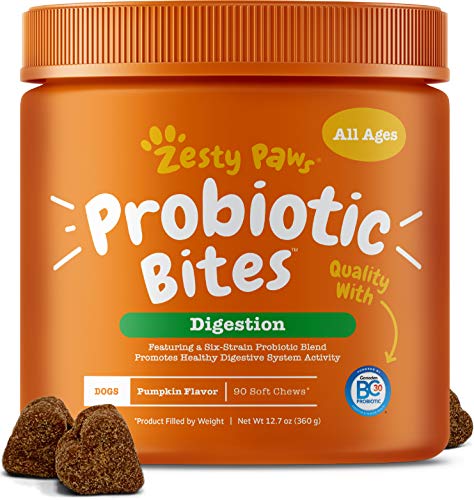 Book Cover Zesty Paws Probiotic for Dogs - Probiotics for Gut Flora, Digestive Health, Occasional Diarrhea & Bowel Support - Clinically Studied DE111 - Functional Dog Supplement Soft Chews for Pet Immune System