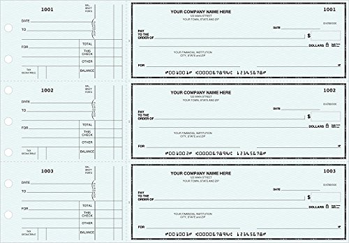 Book Cover General Manual Business Checks, 3 to a Page Blue Multipurpose Checks, 250 Single Checks