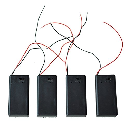 Book Cover 4 Pcs 9V Battery Case Holder with Cover Storage Case Holder with ON/OFF Switch for 6F22