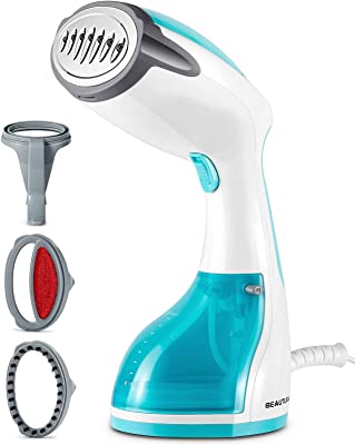 Book Cover BEAUTURAL 1200-Watt Steamer for Clothes with Pump Steam Technology, Portable Handheld Garment Fabric Wrinkles Remover, 30s Fast Heat-up, Auto-Off, 8.79 oz. Large Detachable Water Tank Aqua,
