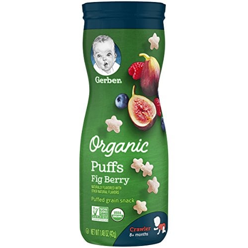 Book Cover Gerber Organic Puffs Cereal Snack, Fig Berry, 6 Count, 8.88 Ounce