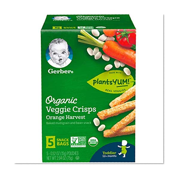 Book Cover Gerber Graduates Organic Veggie Crisps, Orange, 5 Count (Pack of 2)