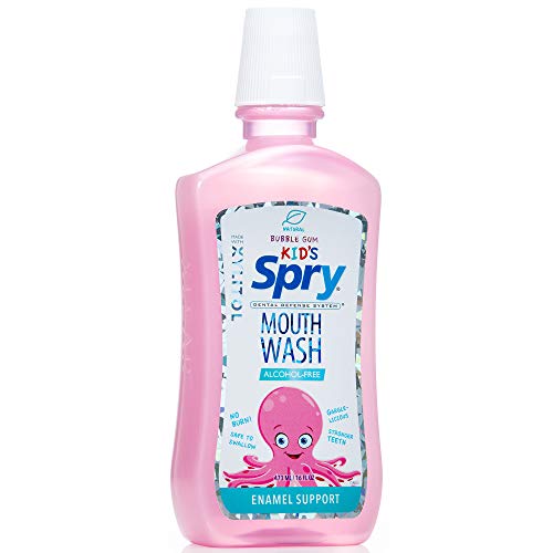 Book Cover Spry Kids Mouthwash, Xylitol Mouthwash Alcohol Free with Enamel Support, Natural Bubble Gum - 16 fl oz