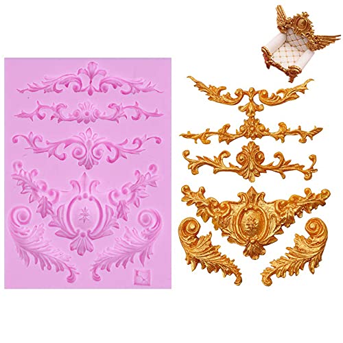 Book Cover Efivs Arts 3D Baroque Curlicue Fondant Silicone Molds Sculpted Flower Royal Lace Scroll Frame Silicone Mold Cupcake Cake Decoration Tool