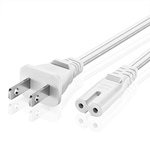 Book Cover TNP 2 Prong Power Cord NEMA 1-15P to IEC320 C7 2 Slot Nonpolarized Power Cord, Figure 8 Shotgun Power Cord Replacement for PS4, PS3 Slim, Printers, LG, Apple, Samsung, TCL TV, etc (15 Feet, White)