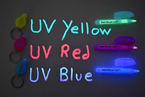 Book Cover DirectGlow Set of 3 Invisible UV Blacklight Ink Marker Blue Red Yellow with UV Lights