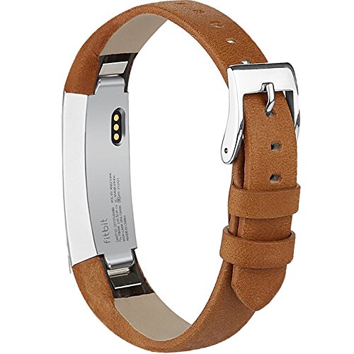 Book Cover AK Bands Compatible with Fitbit Alta HR Bands, Genuine Leather Adjustable Comfortable Wristbands for Fitbit Alta HR/Fitbit Alta