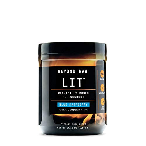 Book Cover Beyond Raw LIT Pre Workout Powder Energy Drink, Blue Raspberry, 30 Servings, Contains Caffeine, L-Citruline, and Beta-Alanine, Nitrix Oxide and Preworkout Supplement