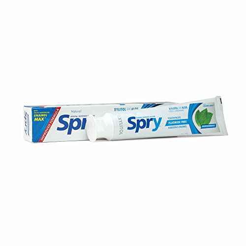 Book Cover Spry Xylitol Toothpaste, Fluoride-Free, Natural Peppermint, Anti-Plaque and Tartar Control, 5 oz (2 Pack)