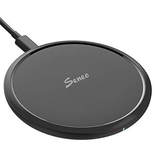 Book Cover Wireless Charger, Seneo 10W Fast Wireless Charging Pad, 7.5W Compatible iPhone XR/Xs Max/Xs/X/8/8P/New Airpods, 10W Compatible Galaxy S10/S9/Note 10/Note 9 (QC3.0 Adapter is Needed, NO INCLUDED)-Black