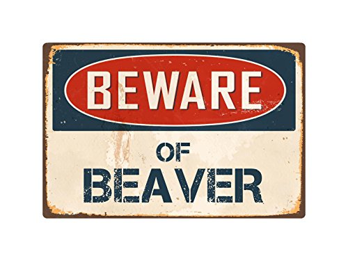 Book Cover StickerPirate Beware of Beaver 8â€ x 12â€ Vintage Aluminum Retro Metal Sign VS044