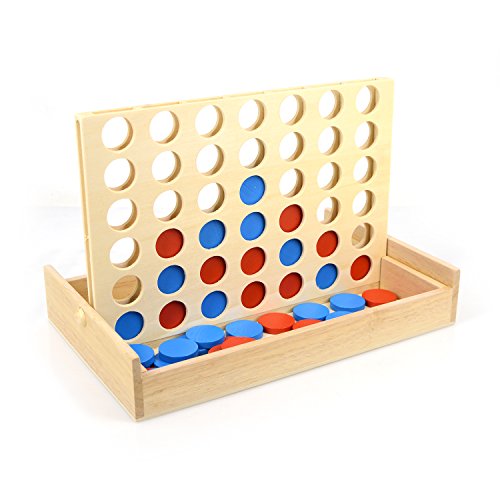 Book Cover AMGlobal Connect Four, Connect 4 Game, Four in a Row. 4 in a Row Wooden Game, Classic Family Toy, Board Game For Kids and Family For Fun