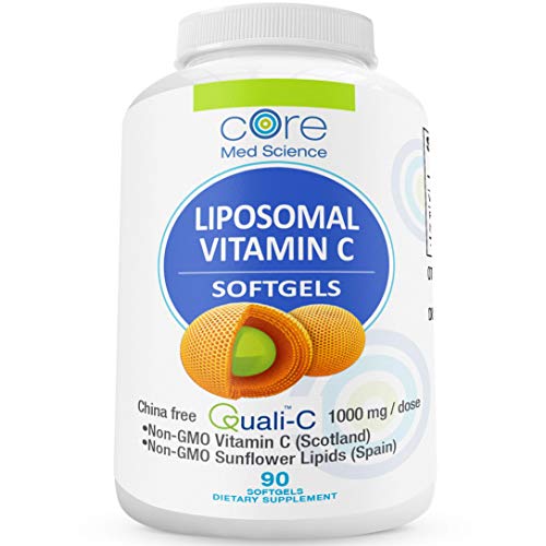 Book Cover Core Med Liposomal Vitamin C Softgels 1000mg/dose - QualiÂ®-C Vitamin C (Scotland) - USA Made - Immunity Support, Collagen Booster Supplement - Non-GMO Non-Soy