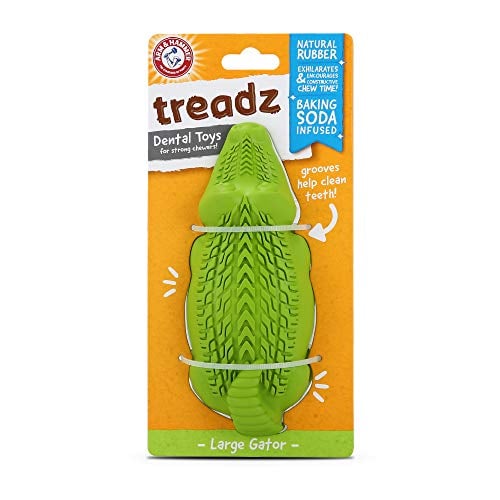 Book Cover Arm & Hammer Super Treadz Gator Chew Toy for Dogs | Best Dental Dog Chew Toy | Reduces Plaque & Tartar Buildup Without Brushing