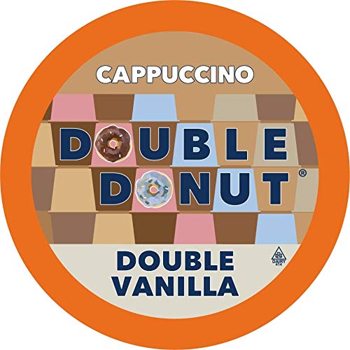 Book Cover Double Donut Double Vanilla Cappuccino Pods, 24 Single Serve Cups For Keurig K Cup Brewers In Recyclable Pods