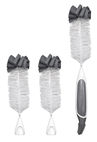 Book Cover Baby Brezza 3 Piece Baby Bottle Wire Cleaning Brush - Eco Friendly, Removable Brushes - Same Handle, Easily Replace Brushes - Includes Handle and 3 Brush Heads, Grey
