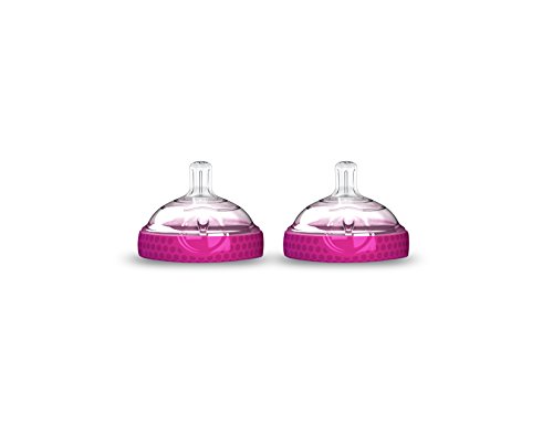 Book Cover Baby Brezza Baby Bottle Replacement Parts - 2 Pack of BPA Free Replacement Tops - Fast Flow Nipple - Pink