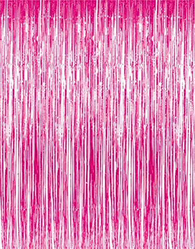 Book Cover GOER 3.2 ft x 9.8 ft Metallic Tinsel Foil Fringe Curtains Party Photo Backdrop Party Streamers for Galentines Day,Birthday,Graduation,New Year Eve Decorations Wedding Decor (1 Pack, Hot Pink)