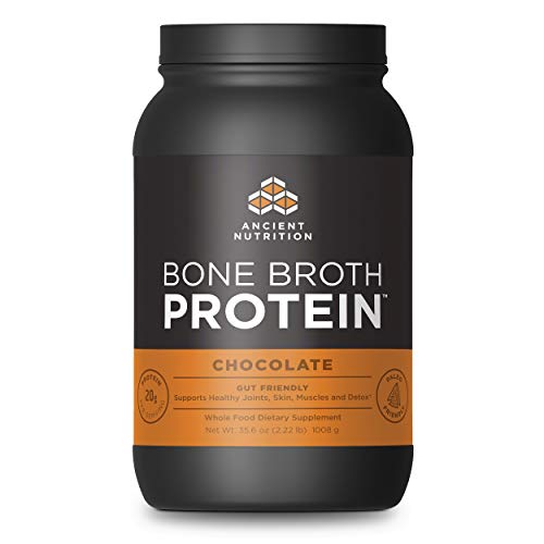 Book Cover Ancient Nutrition Bone Broth Protein Powder, Chocolate Flavor, 40 Servings Size