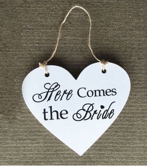 Book Cover ASIBT Rustic Shabby Chic Wooden Heart Shaped Sign Wedding Decoration Sign, Wedding Flower Girl Sign, Ring Bearer Sign , Crisp Paint, 2-sided