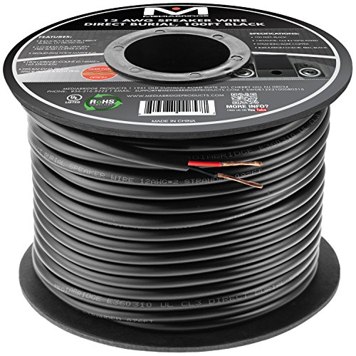 Book Cover Mediabridge 12AWG 2-Conductor Direct Burial Speaker Wire (100 Feet, Red/Black) - 99.9% Oxygen Free Copper - UL Listed - Rated for Direct Burial Use (Part# SWDB-12X2-100)