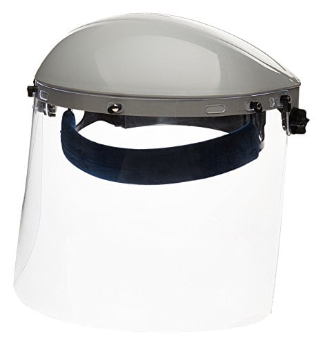 Book Cover Sellstrom S30120 Advantage Series All-Purpose Face Shield, Clear Polycarbonate Shield, Ratchet Headgear with Blue Comfort Temple Band, (Before Use - Remove Protective Film from Both Sides of Shield)