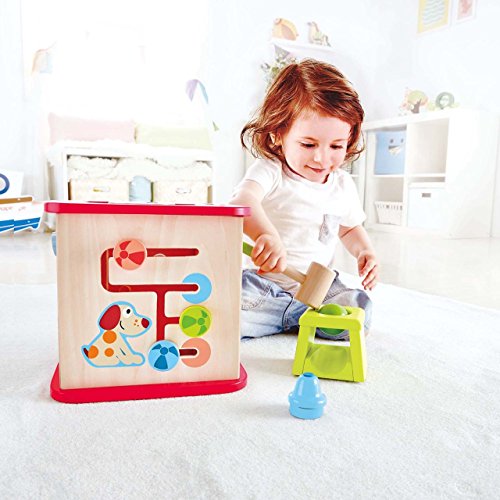 Book Cover Hape Friendship Wooden Activity Center Play Cube | 5-1 Learning Puzzle Toy for Toddlers | Five Sided Educational Maze Pepe & Friends