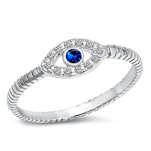 Book Cover CHOOSE YOUR COLOR Sterling Silver Evil Eye Ring