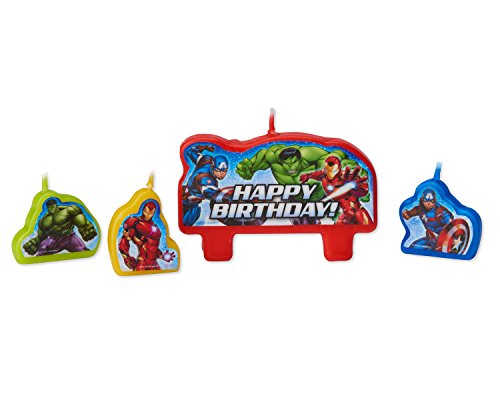 Book Cover American Greetings Avengers 4 Birthday, Candles, 4-Count